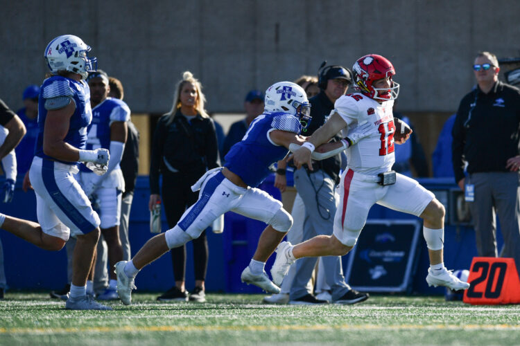 Penguins get elusive 1st road win, top Indiana State 19-7
